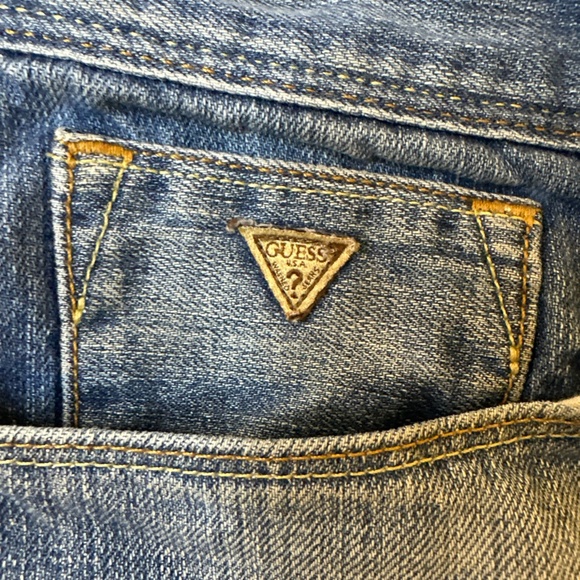 Guess Lincoln Slim Straight Blue Jeans Distressed Los Angeles 1981 Mens 34x32 - Picture 4 of 12